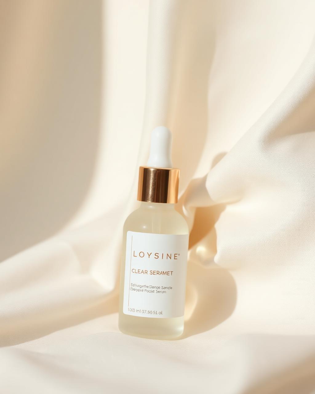 Skincare bottle on linen